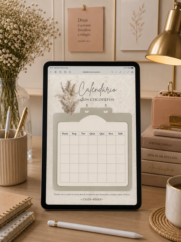 Página de calendário dos encontros no iPad